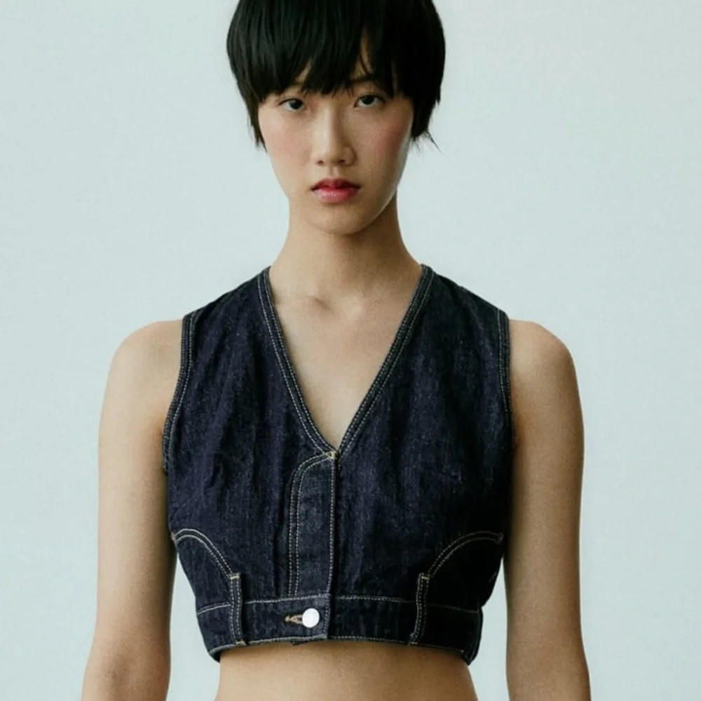 NEW! Zara Dark Denim TRF Vest Size XL - Picture 6 of 13